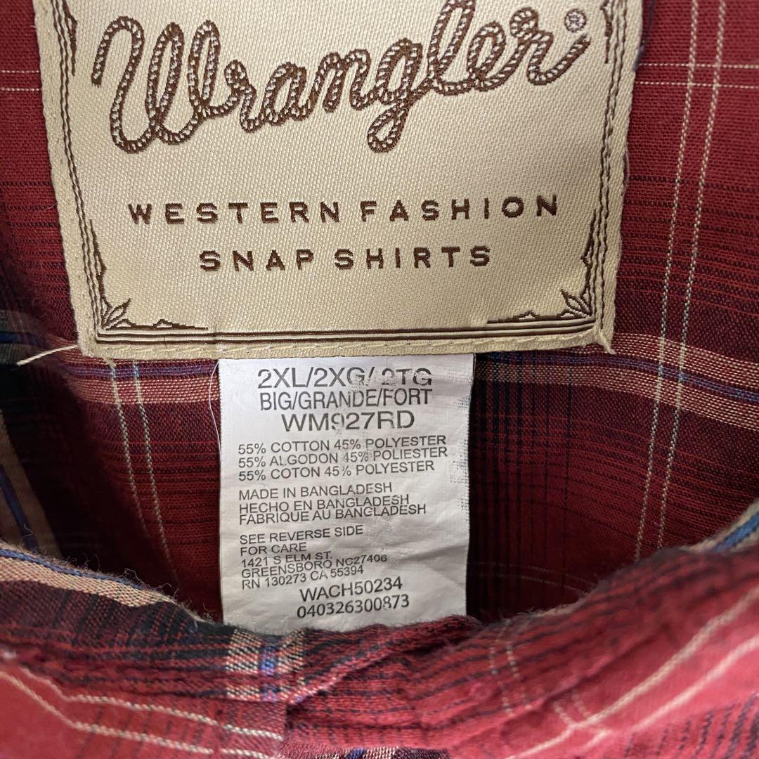 USA古着 Wrangler アメカジ チェックシャツ ウエスタン 赤 2XL