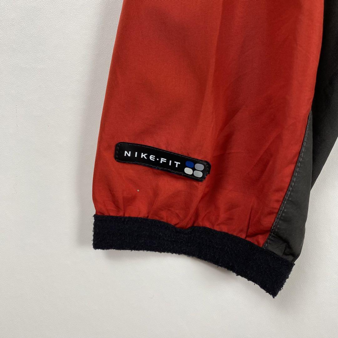 90s USA製 NIKE スウッシュ ロゴ刺繍 ナイロンジャケット 赤 M相当 