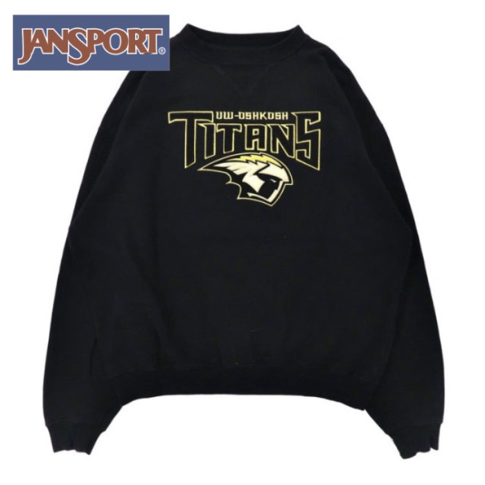 JANSPORT ビッグサイズ カレッジスウェット L ブラック 90年代 コットン UW OSHKOSH TITANS サルバドル製 | Vintage.City 古着屋、古着コーデ情報を発信