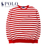 Polo by Ralph Lauren クルーネックスウェット M レッド ボーダー コットン 裏起毛 | Vintage.City 古着屋、古着コーデ情報を発信