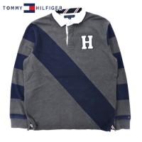 TOMMY HILFIGER ラガーシャツ L グレー コットン ロゴワッペン | Vintage.City 古着屋、古着コーデ情報を発信