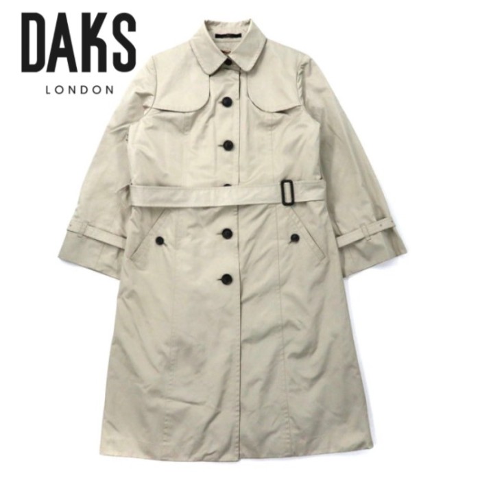 DAKS ステンカラーコート 42 ベージュ ポリエステル ライナー着脱式 日本製 | Vintage.City 古着屋、古着コーデ情報を発信