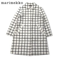 marimekko ステンカラーコート 36 ホワイト チェック RHONDA COAT トルコ製 | Vintage.City 古着屋、古着コーデ情報を発信