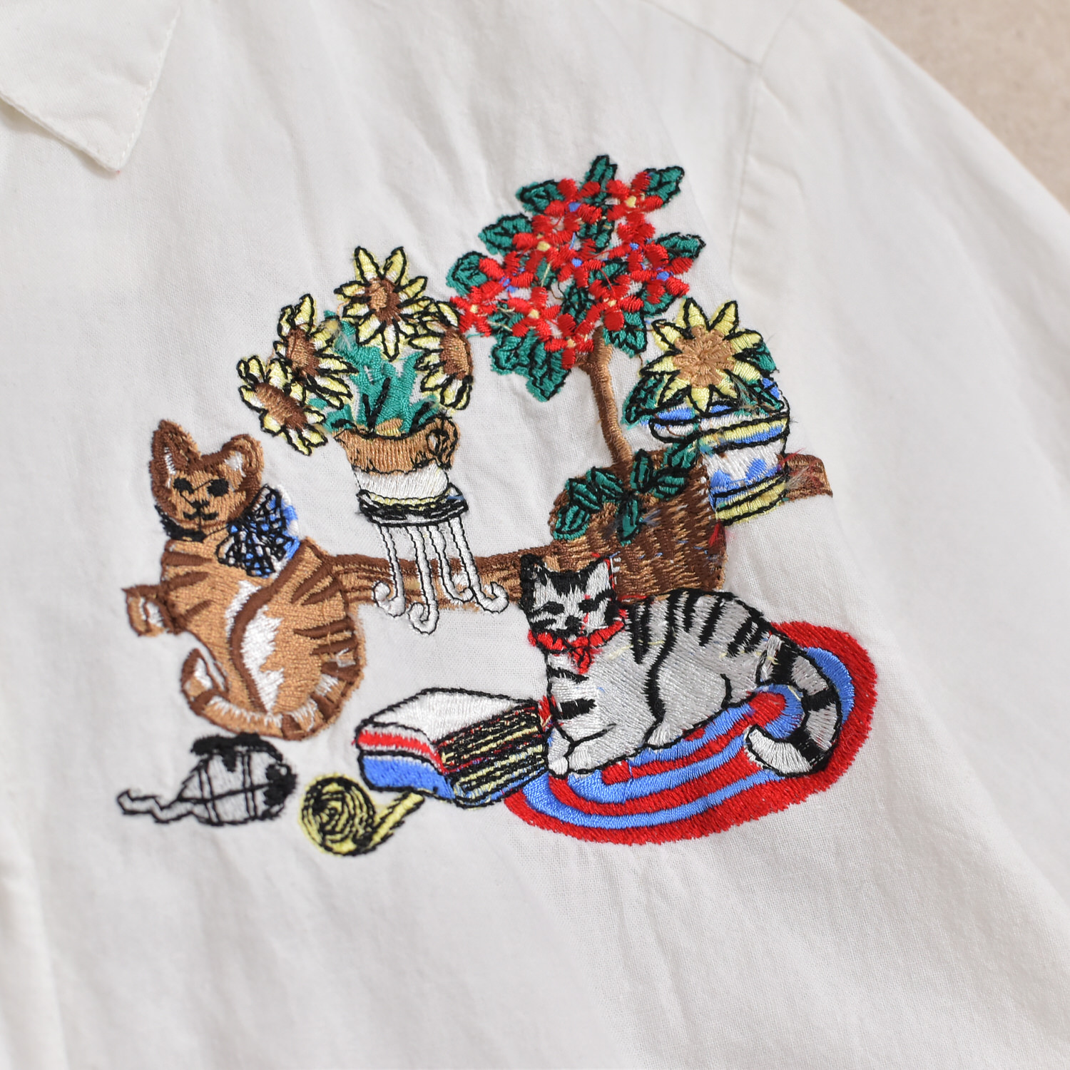 Vintage｜cat embroidery knit｜刺繍｜襟付きpoisladies