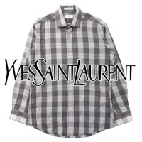 YVES SAINT LAURENT チェックシャツ 15 1/2 グレー チェック ポリエステル オールド | Vintage.City 빈티지숍, 빈티지 코디 정보
