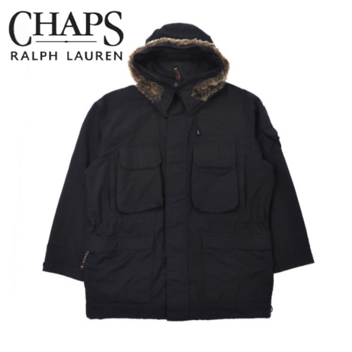 CHAPS RALPH LAUREN モッズコート L ブラック ナイロン ドロスト | Vintage.City 古着屋、古着コーデ情報を発信