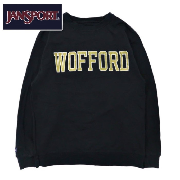 JANSPORT カレッジプリントスウェット M ブラック コットン 裏起毛 Wofford College | Vintage.City 古着屋、古着コーデ情報を発信