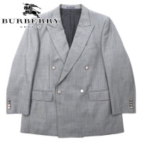 BURBERRY ダブル テーラードジャケット 170 BB5 グレー ウール シルク混 飾りボタン 日本製 | Vintage.City 古着屋、古着コーデ情報を発信