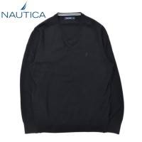 NAUTICA Vネックニット セーター L ブラック コットン ワンポイントロゴ刺繍 | Vintage.City 古着屋、古着コーデ情報を発信