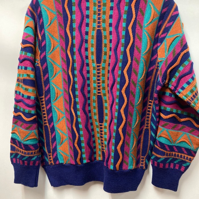 90's マルチカラー3Dニットセーター | Vintage.City