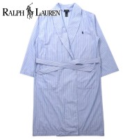 POLO RALPH LAUREN ガウンコート S/M ブルー ストライプ コットン スモールポニー刺繍 ビッグサイズ | Vintage.City 古着屋、古着コーデ情報を発信