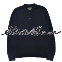 Eddie Bauer ビッグサイズ ヘンリーネックニット セーター M ネイビー コットン ハーフボタン | Vintage.City 古着屋、古着コーデ情報を発信