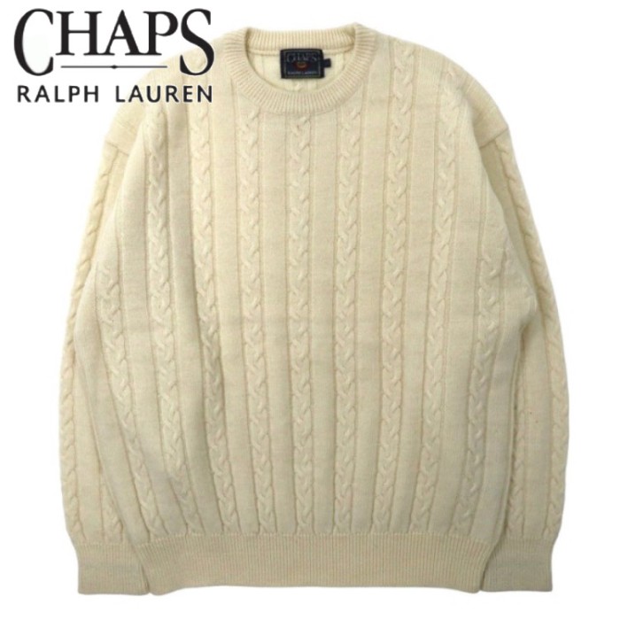 CHAPS RALPH LAUREN ビッグサイズ アランニット セーター L ホワイト