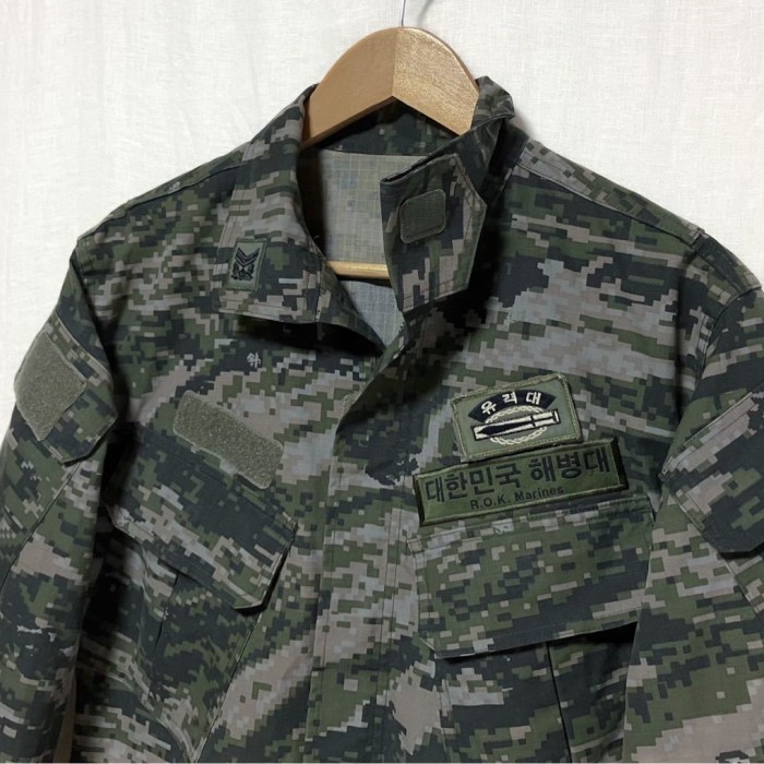 韓国軍 海兵隊 波迷彩 ワッペン付き リップストップ デジタルカモ