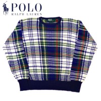 Polo by Ralph Lauren コットンニットセーター L ネイビー タータンチェック | Vintage.City 古着屋、古着コーデ情報を発信