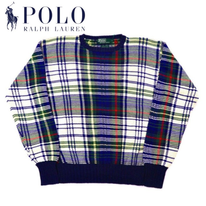 Polo by Ralph Lauren コットンニットセーター L ネイビー タータンチェック | Vintage.City Vintage Shops, Vintage Fashion Trends