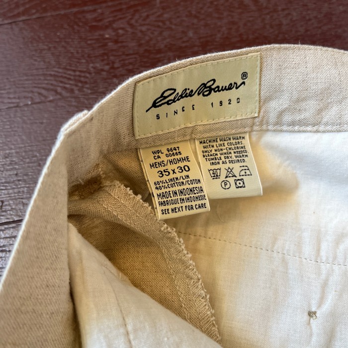 【W35 L30】90~00's Eddie Bauer Linen two tuck trouser エディーバウアー リネンスラックス タック入り | Vintage.City 古着屋、古着コーデ情報を発信