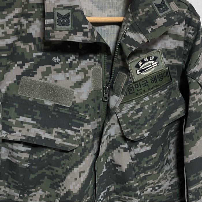 韓国軍 海兵隊 波迷彩 ワッペン付き リップストップ デジタルカモ