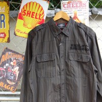 ハーレーダビッドソン ワークシャツ L グレー ストライプ 背面ロゴ 長袖 8381 | Vintage.City 古着屋、古着コーデ情報を発信