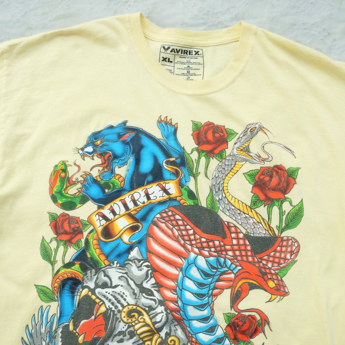 AVIREX 虎×蛇×鷲 薔薇 アニマルデザイン Tシャツ | Vintage.City 빈티지숍, 빈티지 코디 정보