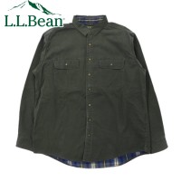 カナダ製 L.L.Bean ワークシャツ L カーキ コットン チェック裏地 ビッグサイズ | Vintage.City 古着屋、古着コーデ情報を発信