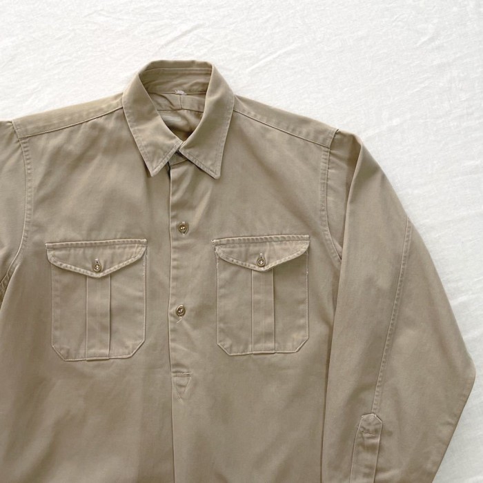 60s ミリタリー チノ フィールドシャツ XL相当 米軍 ユーロ 