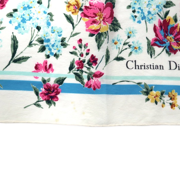 Christian Dior レトロ スカーフ 大判 ホワイト 花柄 シルク | Vintage.City 古着屋、古着コーデ情報を発信