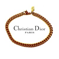 Christian Dior LOGO CHARM LEATHER CHAIN BRACELET/クリスチャン 