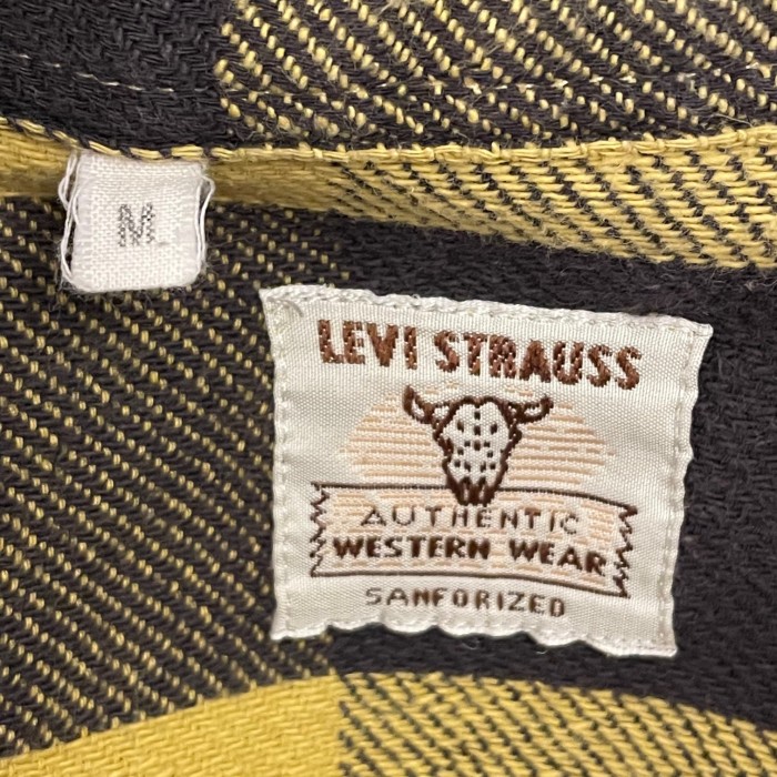 MADE IN ITALY製 LEVI'S VINTAGE CLOTHING 1950's ショートホーン 長袖ブロックチェックネルシャツ イエロー×ブラック Mサイズ | Vintage.City 빈티지숍, 빈티지 코디 정보