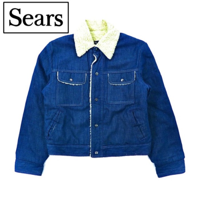 Sears ランチコート ボアデニムジャケット 40 ブルー 80年代 | Vintage
