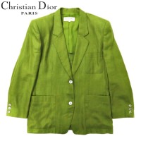 Christian Dior SPORTS 2Bテーラードジャケット L カーキ リネン オールド 日本製 | Vintage.City 古着屋、古着コーデ情報を発信