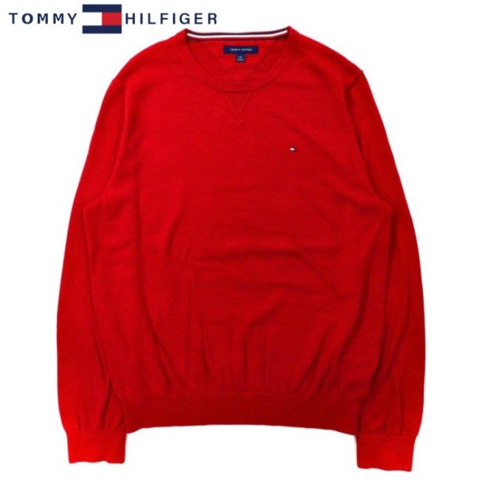 TOMMY HILFIGER 両V ニット セーター L レッド コットン ワンポイントロゴ | Vintage.City 빈티지숍, 빈티지 코디 정보