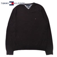 TOMMY HILFIGER Vネックニット セーター XL パープル コットン カシミア混 ビッグサイズ ワンポイントロゴ | Vintage.City 빈티지숍, 빈티지 코디 정보