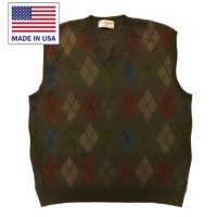 USA製 Argyle Sweater Vest Vネック アーガイルニット ベスト XL カーキ アクリル 90年代 Tricots St. Raphael | Vintage.City 古着屋、古着コーデ情報を発信
