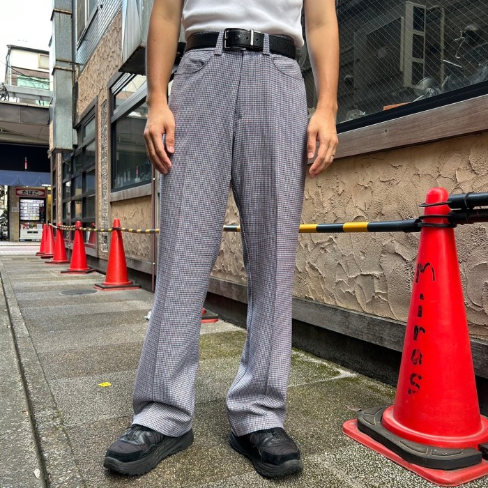 70s~ / 《SEARS PERMA-PREST》houndstooth flare slacks シアーズ