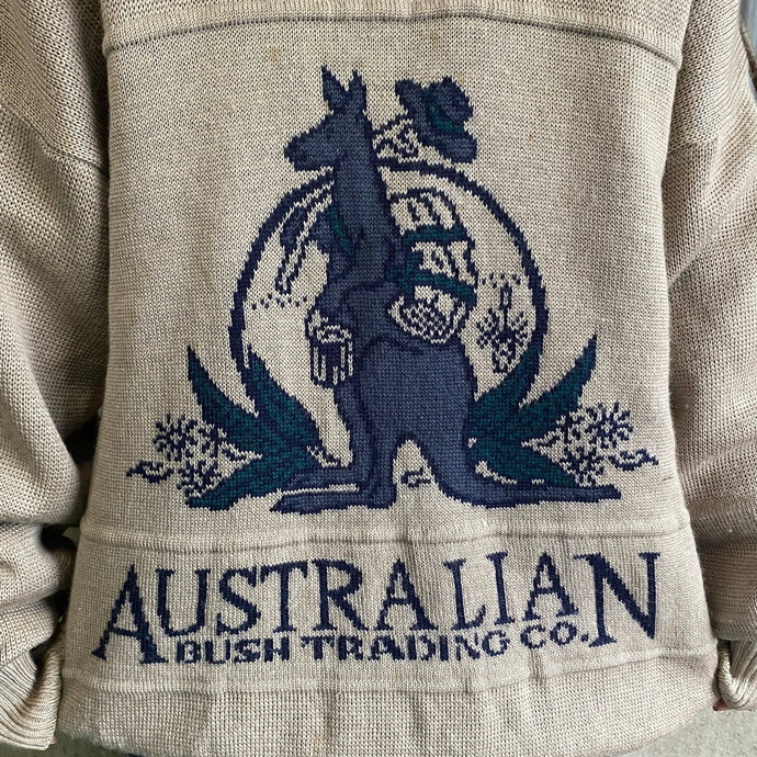 オーストラリア製 カンガルー アニマル ウールニットセーター メンズL