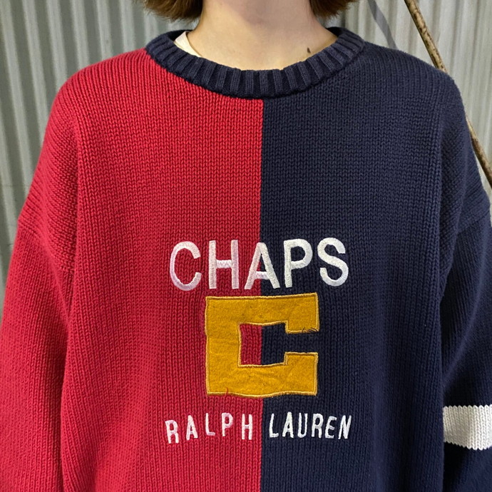 80年代 CHAPS Ralph Lauren チャップス ラルフローレン コットンニット ...