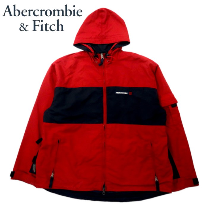 90s ABERCROMBIE AND FITCH マウンテンパーカー XL レッド ネイビー