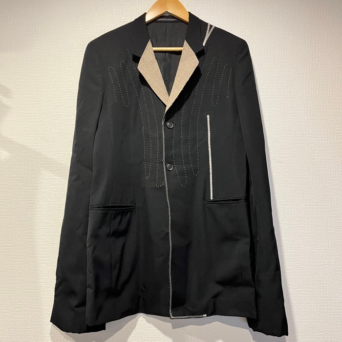 93AW YOHJI YAMAMOTO デザインステッチ テーラードジャケット | Vintage.City 빈티지숍, 빈티지 코디 정보