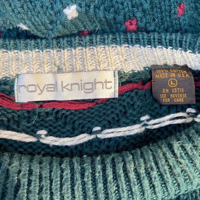 USA製 90年代 Royal Knight 総柄 コットンニットセーター メンズL | Vintage.City 古着屋、古着コーデ情報を発信