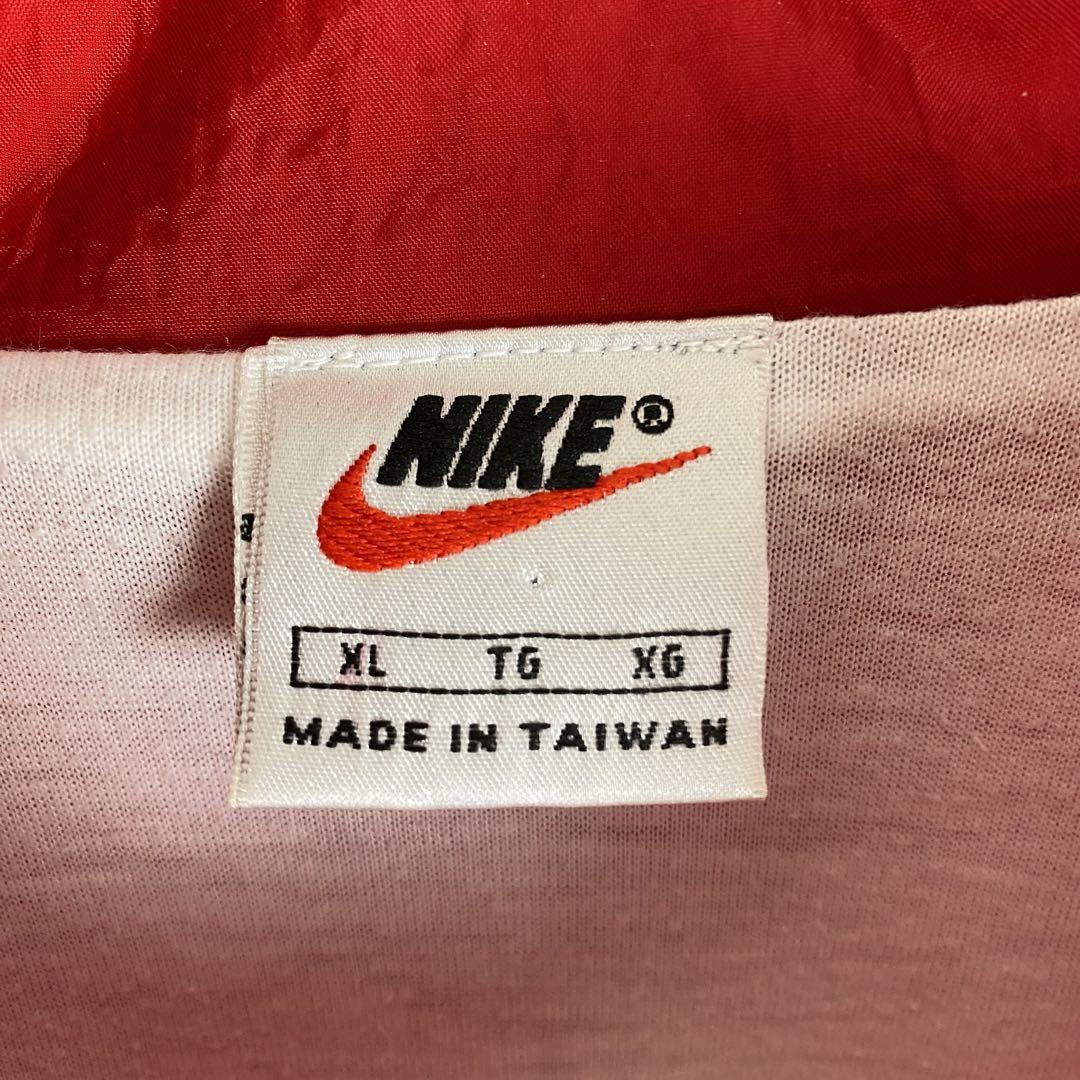 90s NIKE 白タグ スウッシュ ロゴ刺繍 ナイロンジャケット 白赤 XL ...