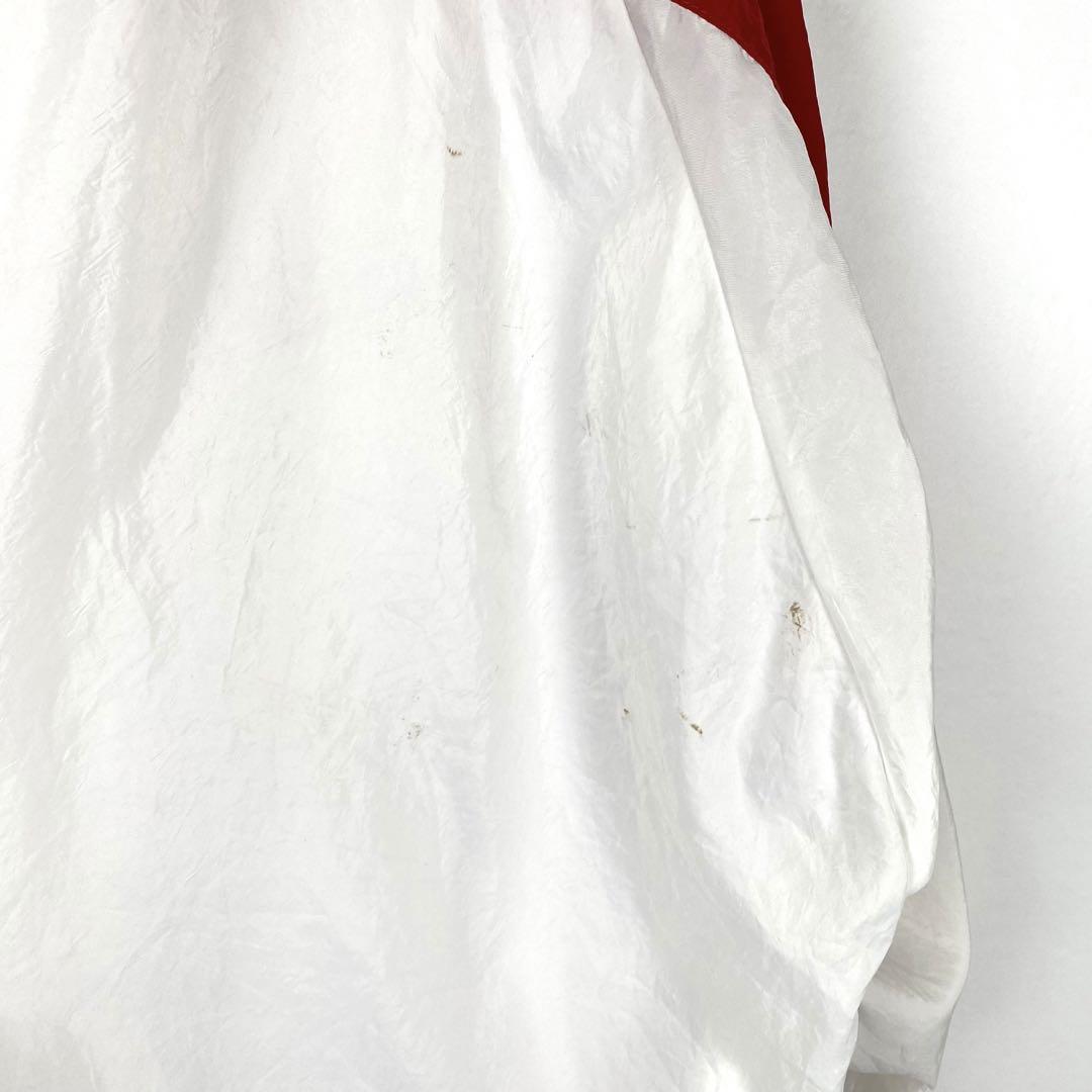 90s NIKE 白タグ スウッシュ ロゴ刺繍 ナイロンジャケット 白赤 XL 