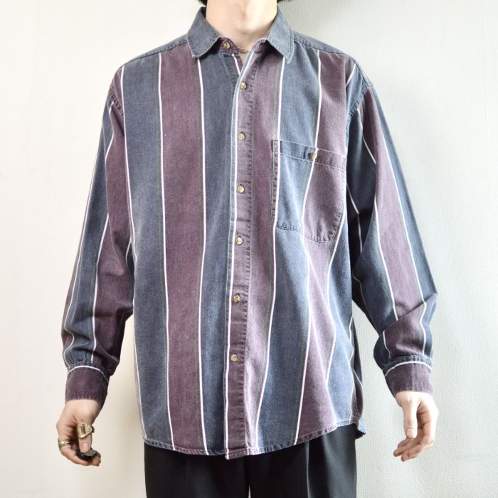 古着 オーバーサイズ デザインシャツ ストライプシャツ 長袖シャツ シャツ | Vintage.City 古着屋、古着コーデ情報を発信