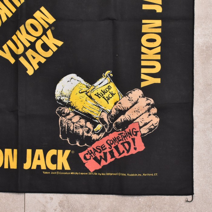 デッドストック 90s ユーコン・ジャック カナディアン ウィスキー ロゴ プリント 企業系 バンダナ ハンカチ DS 90s Yukon Jack bandanna | Vintage.City 古着屋、古着コーデ情報を発信