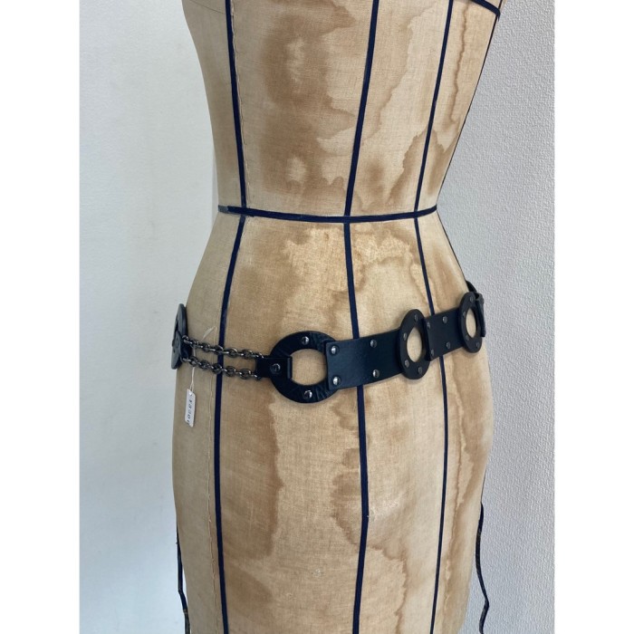 leather belt / 革ベルト チェーン ブラック | Vintage.City 古着屋、古着コーデ情報を発信