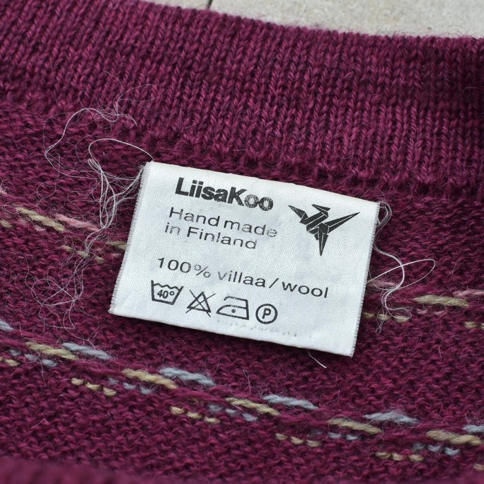 メンズ XL相当  フィンランド製 Liisakoo 桜 デザイン セーター ボートネック ジャガードニット 北欧  SAKURA jacquard design hand made knit | Vintage.City 古着屋、古着コーデ情報を発信