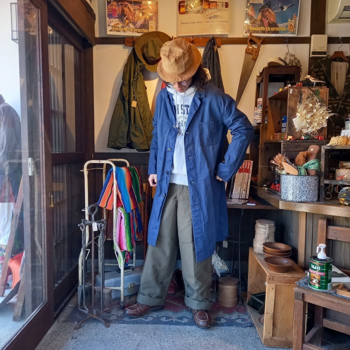ドイツ製 ヘリンボーン ショップコート used [201054] | Vintage.City 古着屋、古着コーデ情報を発信