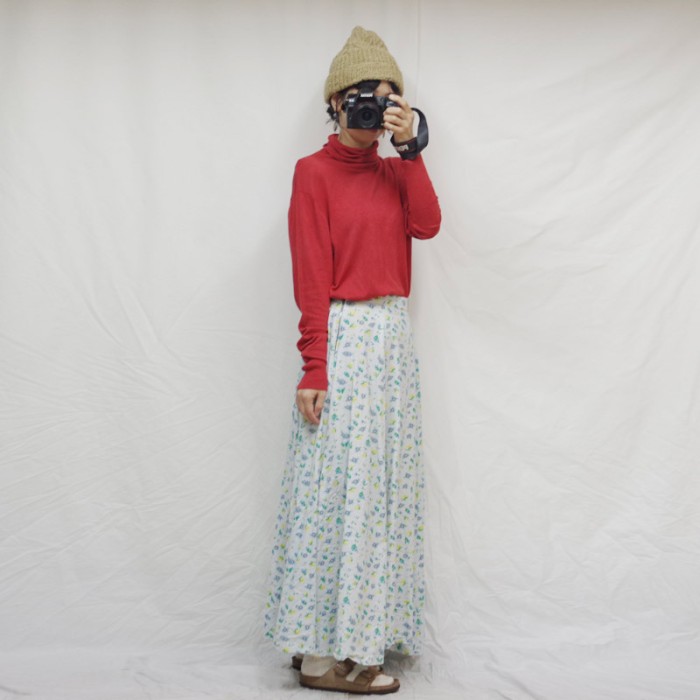 ガーリーなフラワーパターンのマキシスカート | Vintage.City 古着屋、古着コーデ情報を発信