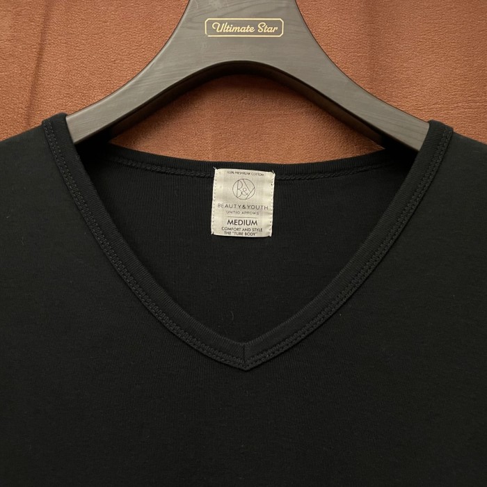 BEAUTY & YOUTH UNITED ARROWS PRE-SHRUNK VネックTシャツ ブラック Mサイズ | Vintage.City 古着屋、古着コーデ情報を発信
