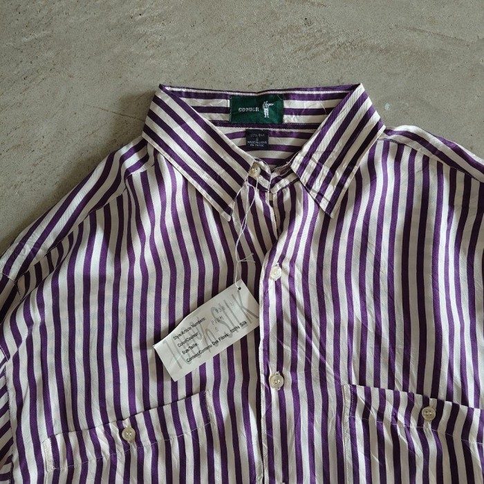 GOOUCH deadstock silk 100 stripe shirtsグーチ デッドストック シルクシャツ　ストライプシャツ | Vintage.City 古着屋、古着コーデ情報を発信